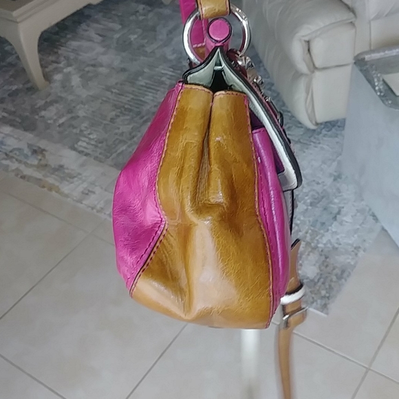 GORGEOUS COLORBLOCK WAXED GENUINE LEATHER 70th ANNIVERSARY COACH WILLIS BAG - Picture 7 of 17